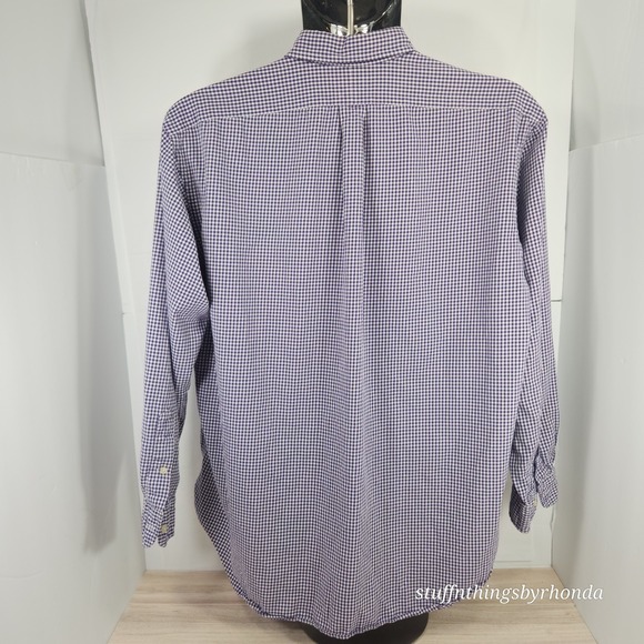 RALPH LAUREN Golf Button Down Mens XL Oxford Shirt Purple Checkered Tilden‎ - Picture 3 of 8